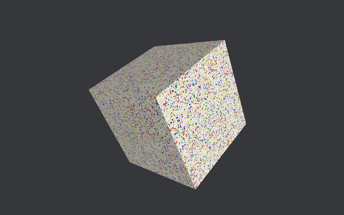 Textured cube on gray background