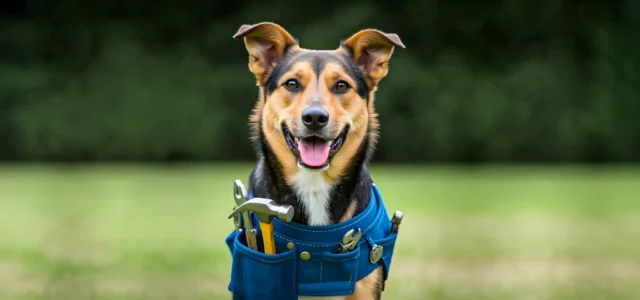 dog with tools